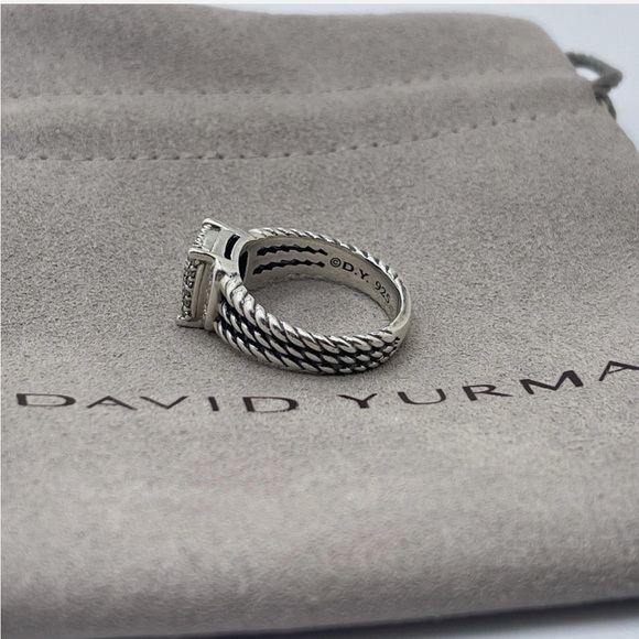David Yurman 925 Sterling Silver Petite Wheaton Ring Pave Diamonds Size 5 - Picture 3 of 4